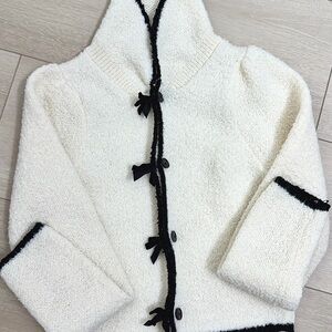 (HIGHLY NEW) WOMEN BOW WHITE CARDIGAN